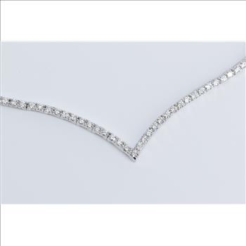 14K 2.25 Ctw Natural Diamond Chevron Tennis White Gold Necklace 17