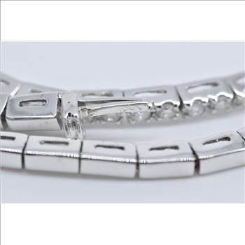 14K 2.25 Ctw Natural Diamond Chevron Tennis White Gold Necklace 17