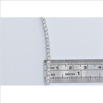 14K 2.25 Ctw Natural Diamond Chevron Tennis White Gold Necklace 17
