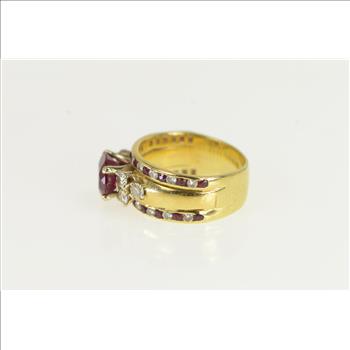 14K 2.25 Ctw Ruby Diamond Engagement Yellow Gold Ring, Size 4.5