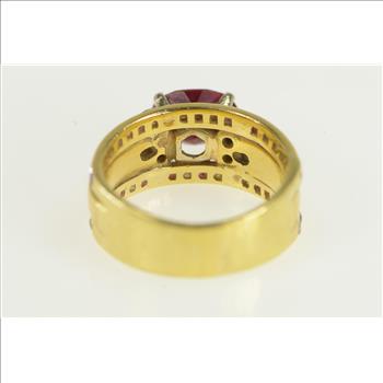 14K 2.25 Ctw Ruby Diamond Engagement Yellow Gold Ring, Size 4.5