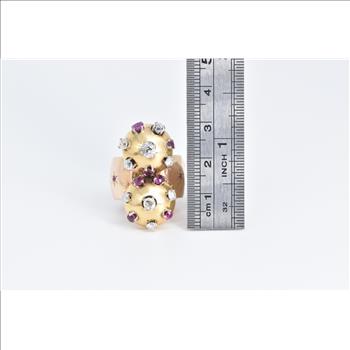 14K 2.35 Ctw Diamond Ruby Sputnik Artisanal Yellow Gold Ring, Size 8