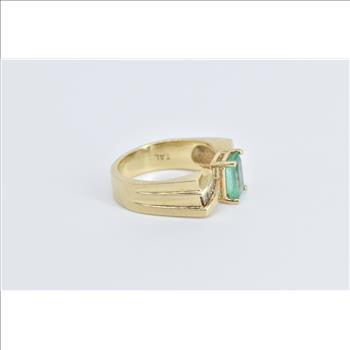 14K 2.35 Ctw Natural Emerald Baguette Diamond Yellow Gold Ring, Size 7.75