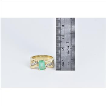 14K 2.35 Ctw Natural Emerald Baguette Diamond Yellow Gold Ring, Size 7.75