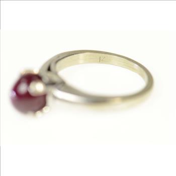 14K 2.42 Ct Natural Star Ruby Cabochon Baby White Gold Ring, Size 1.25