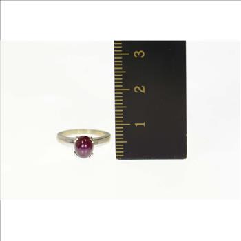 14K 2.42 Ct Natural Star Ruby Cabochon Baby White Gold Ring, Size 1.25