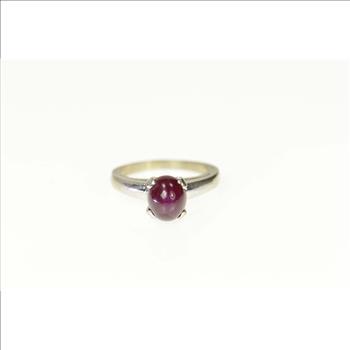 14K 2.42 Ct Natural Star Ruby Cabochon Baby White Gold Ring, Size 1.25