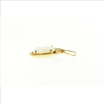 14K 2.46 Ctw Natural Opal Diamond Classic Vintage Yellow Gold Pendant