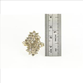 14K 2.50 Ctw Diamond Cluster Vintage Cocktail Yellow Gold Ring, Size 9