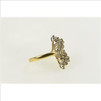 14K 2.50 Ctw Diamond Cluster Vintage Cocktail Yellow Gold Ring, Size 9