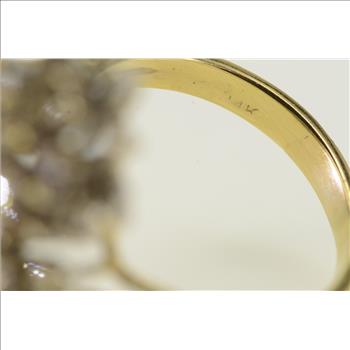 14K 2.50 Ctw Diamond Cluster Vintage Cocktail Yellow Gold Ring, Size 9