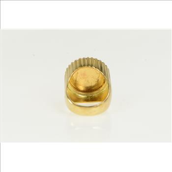 14K $2.50 Pesos Mexican Gold Coin Retro Grooved Yellow Gold Ring, Size 3