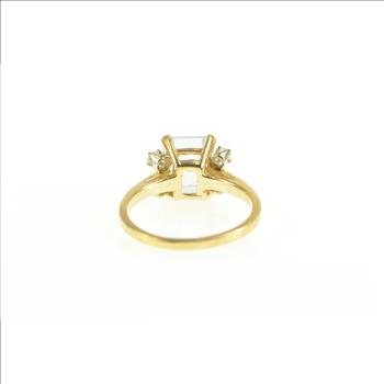 14K 2.57 Ctw Aquamarine Diamond Accent Statement Yellow Gold Ring, Size 6.75