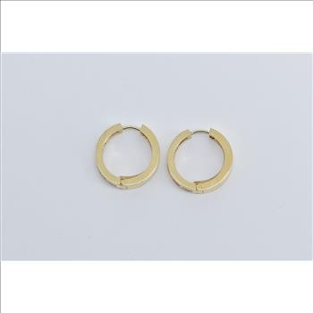 14K 2.60 Ctw Princess Natural Diamond Fashion Hoop Yellow Gold Earrings