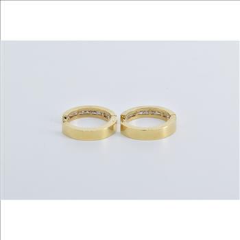 14K 2.60 Ctw Princess Natural Diamond Fashion Hoop Yellow Gold Earrings