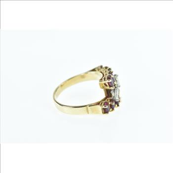14K 2.60 Ctw Ruby Diamond Ornate Bypass Yellow Gold Ring, Size 7.5