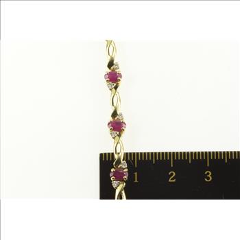 14K 2.70 Ctw Ruby Diamond Accent Classic Tennis Yellow Gold Bracelet 6.75