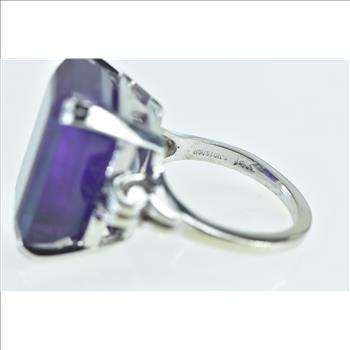 14K 28.00 Ctw Emerald Cut Amethyst Diamond Yellow Gold Ring, Size 8.5
