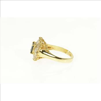 14K 2.84 Ctw Sapphire Ballerina Diamond Halo Yellow Gold Ring, Size 6.75
