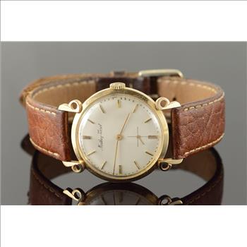 14K 29.2g Mathey Tissot Vintage Wrist Watch Yellow Gold