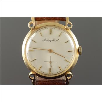 14K 29.2g Mathey Tissot Vintage Wrist Watch Yellow Gold