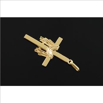 14K 2.9g Draped Cross Yellow Gold Charm/Pendant