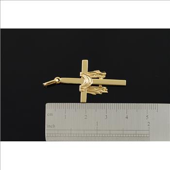 14K 2.9g Draped Cross Yellow Gold Charm/Pendant