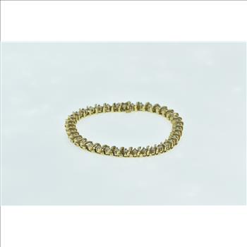 14K 3.00 Ctw Round Diamond Classic Wavy Tennis Yellow Gold Bracelet 7