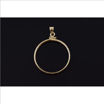 14K 30mm Classic Coin Bezel Yellow Gold Charm/Pendant
