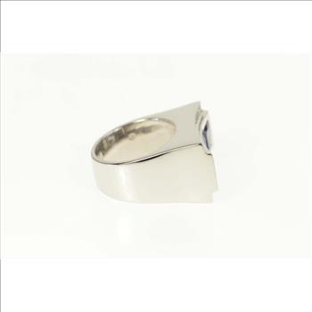 14K 3.16 Ctw Iolite Diamond Squared Curved White Gold Ring, Size 5.75