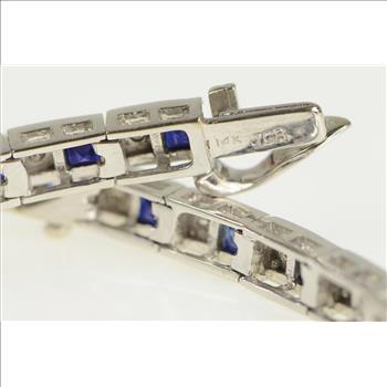 14K 3.25 Ctw Lab Created Sapphire Diamond White Gold Bracelet 6.75