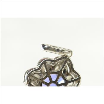 14K 3.31 Ctw Cushion Tanzanite Diamond Halo White Gold Pendant