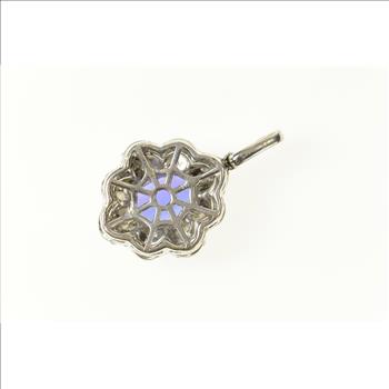 14K 3.31 Ctw Cushion Tanzanite Diamond Halo White Gold Pendant