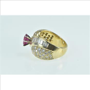 14K 3.34 Ctw Oval Ruby Diamond Encrusted Yellow Gold Ring, Size 7.25