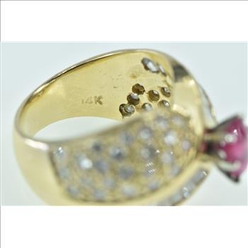 14K 3.34 Ctw Oval Ruby Diamond Encrusted Yellow Gold Ring, Size 7.25