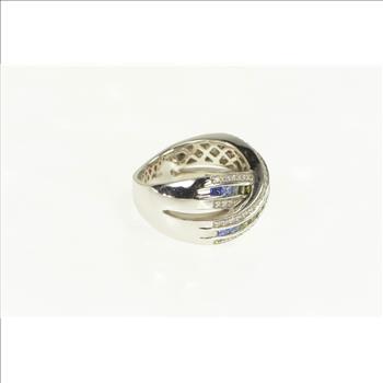 14K 3.35 Ctw Rainbow Sapphire Diamond X Men's White Gold Ring, Size 11