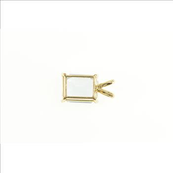 14K 3.50 Ct Natural Emerald Cut Aquamarine Yellow Gold Pendant