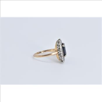 14K 3.67 Ctw Natural Sapphire Diamond Cocktail White Gold Ring, Size 4.5