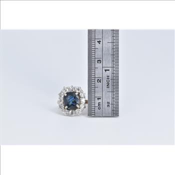 14K 3.67 Ctw Natural Sapphire Diamond Cocktail White Gold Ring, Size 4.5