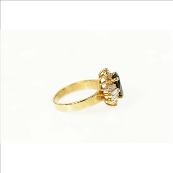 14K 3.69 Ctw Natural Sapphire Diamond Halo Yellow Gold Ring, Size 6.25