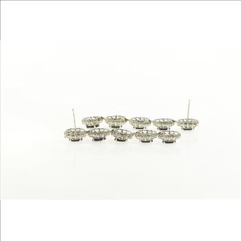 14K 3.75 Ctw Sapphire Diamond Halo Dangle White Gold Earrings
