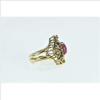 14K 3.77 Ctw Oval Ruby Diamond Statement Yellow Gold Ring, Size 6.5