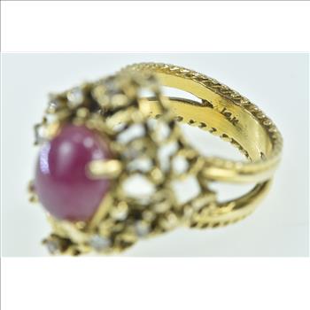 14K 3.77 Ctw Oval Ruby Diamond Statement Yellow Gold Ring, Size 6.5