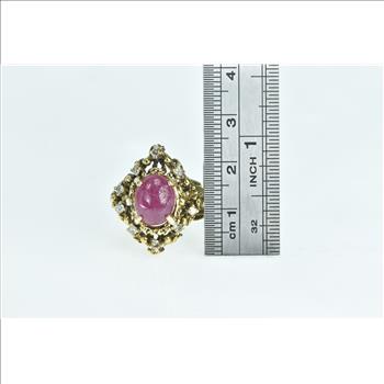 14K 3.77 Ctw Oval Ruby Diamond Statement Yellow Gold Ring, Size 6.5
