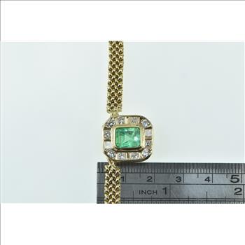 14K 3.79 Ctw Emerald Diamond Halo Panther Chain Yellow Gold Necklace 16.25