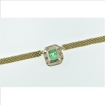 14K 3.79 Ctw Emerald Diamond Halo Panther Chain Yellow Gold Necklace 16.25
