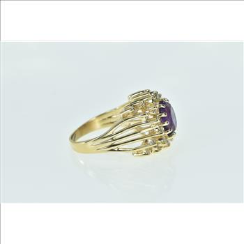 14K 3.80 Ctw Oval Amethyst Diamond Cluster Halo Yellow Gold Ring, Size 8.75