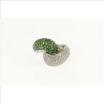 14K 3.92 Ctw Pave Tsavorite & Diamond Knot White Gold Ring, Size 7.75