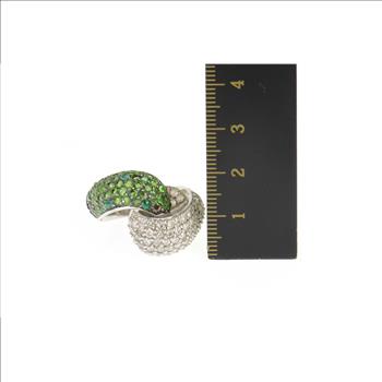 14K 3.92 Ctw Pave Tsavorite & Diamond Knot White Gold Ring, Size 7.75