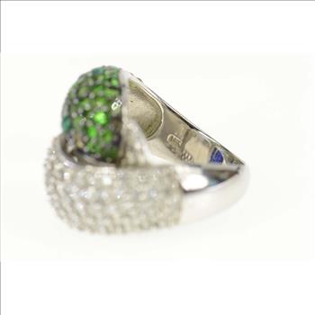 14K 3.92 Ctw Pave Tsavorite & Diamond Knot White Gold Ring, Size 7.75